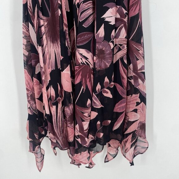 Style Midnight Velvet Dress Size Medium Midi Dress Floral Fairy Sharkbite Hem - Picture 5 of 13
